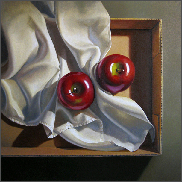 Apples And Linen In Box - Nance Danforth Paintings